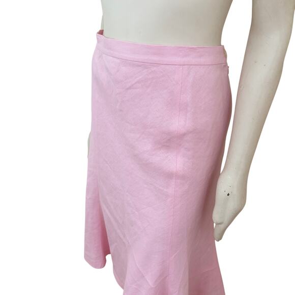 NEW CHAPS 100% Linen Flared Midi Skirt in Pink Spring Easter SZ 14 - Picture 3 of 9